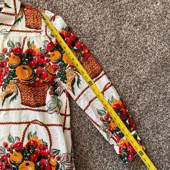 Tory Burch Broderie Anglaise Painter’s Dress fruit basket women’s size 10 - Picture 8 of 14